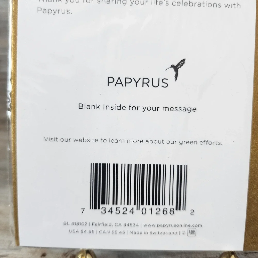 Papyrus Blank Greeting Card Purple Orchid Gold Foil Bamboo Grey Stationery